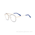 Neuankömmlinge leichte runde Doppelfarbe zwei Nasenstangen Metall Brille Frames für Unisex